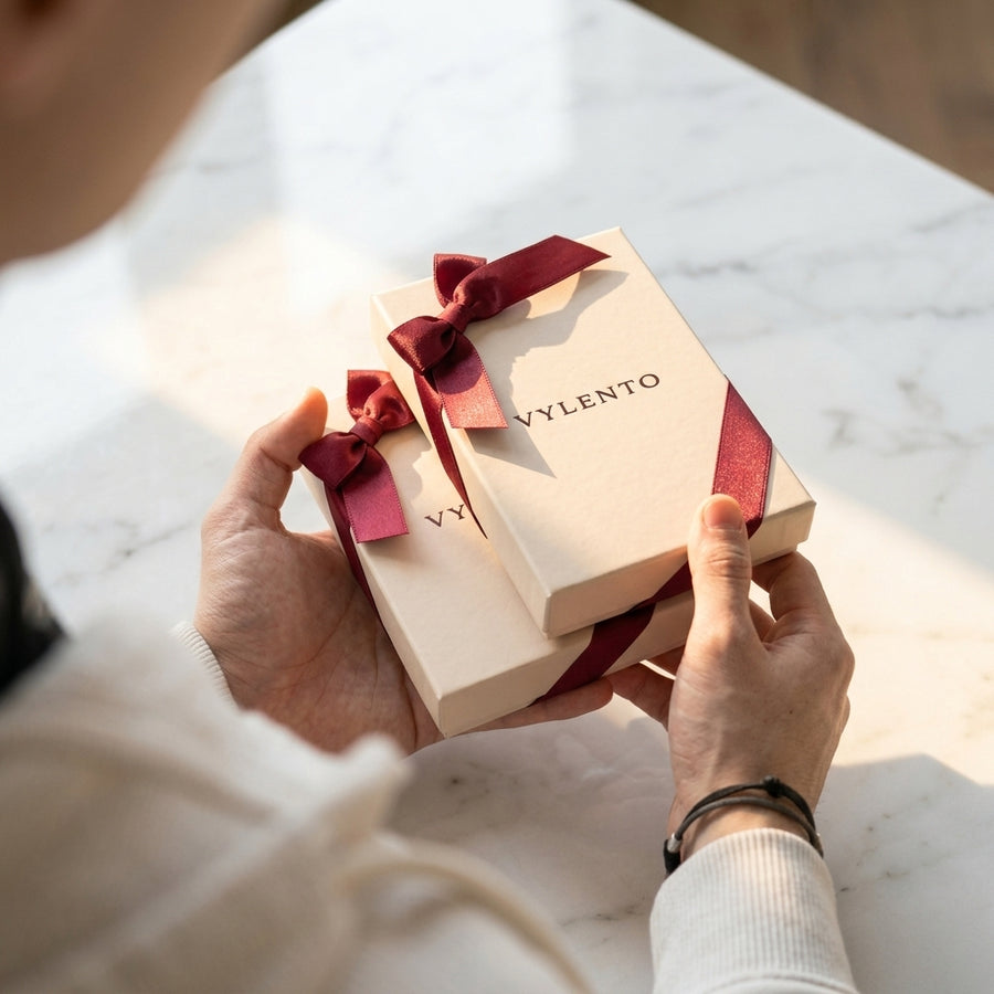 Vylento cadeaubox op zwart zand