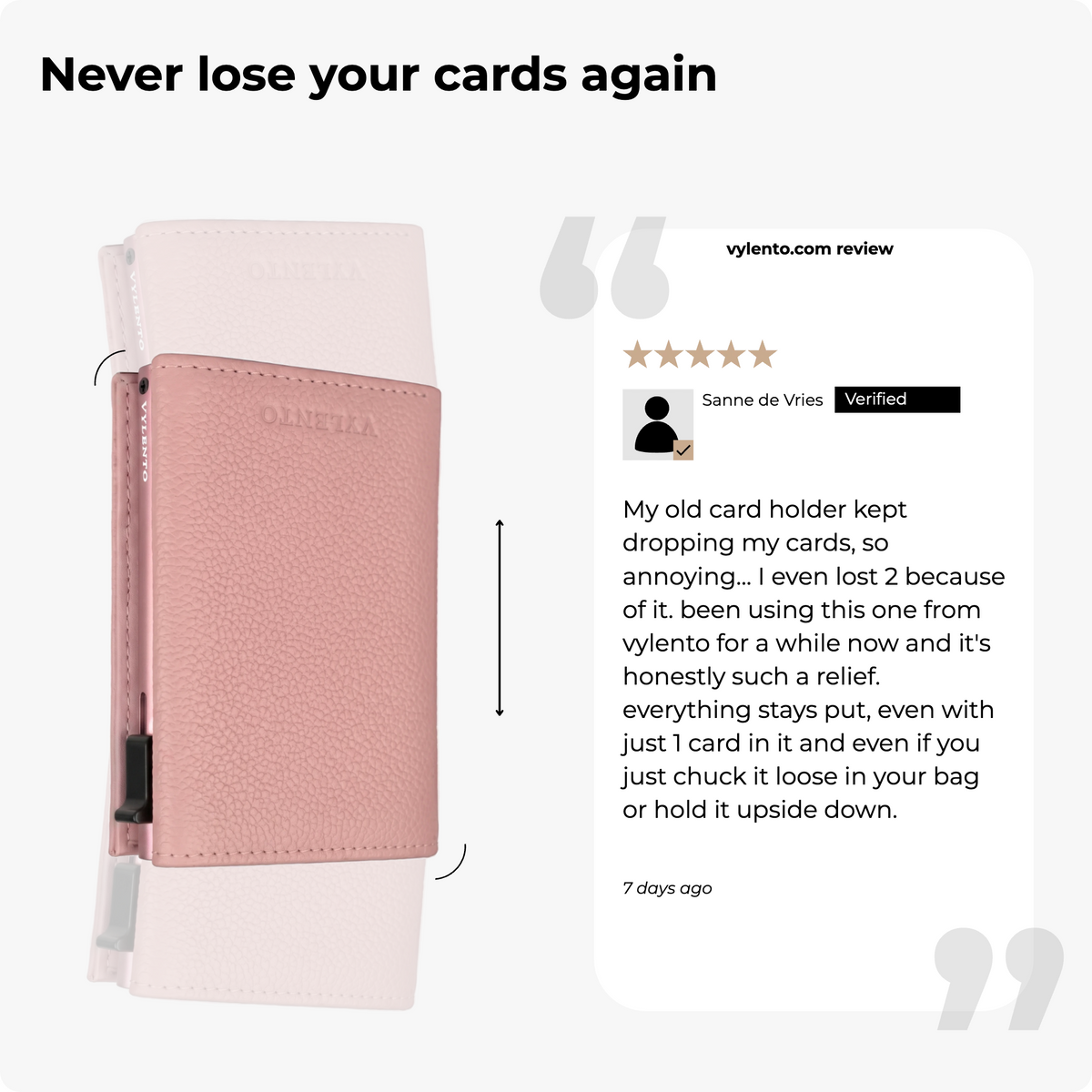 Vylento Expedition Card Holder One Pebble Pink, photo 11