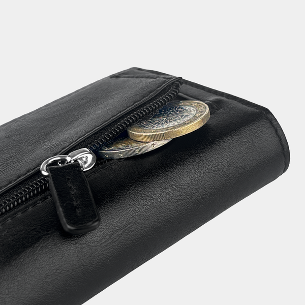 Coin compartment with zipper