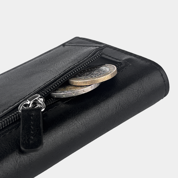 Coin compartment with zipper