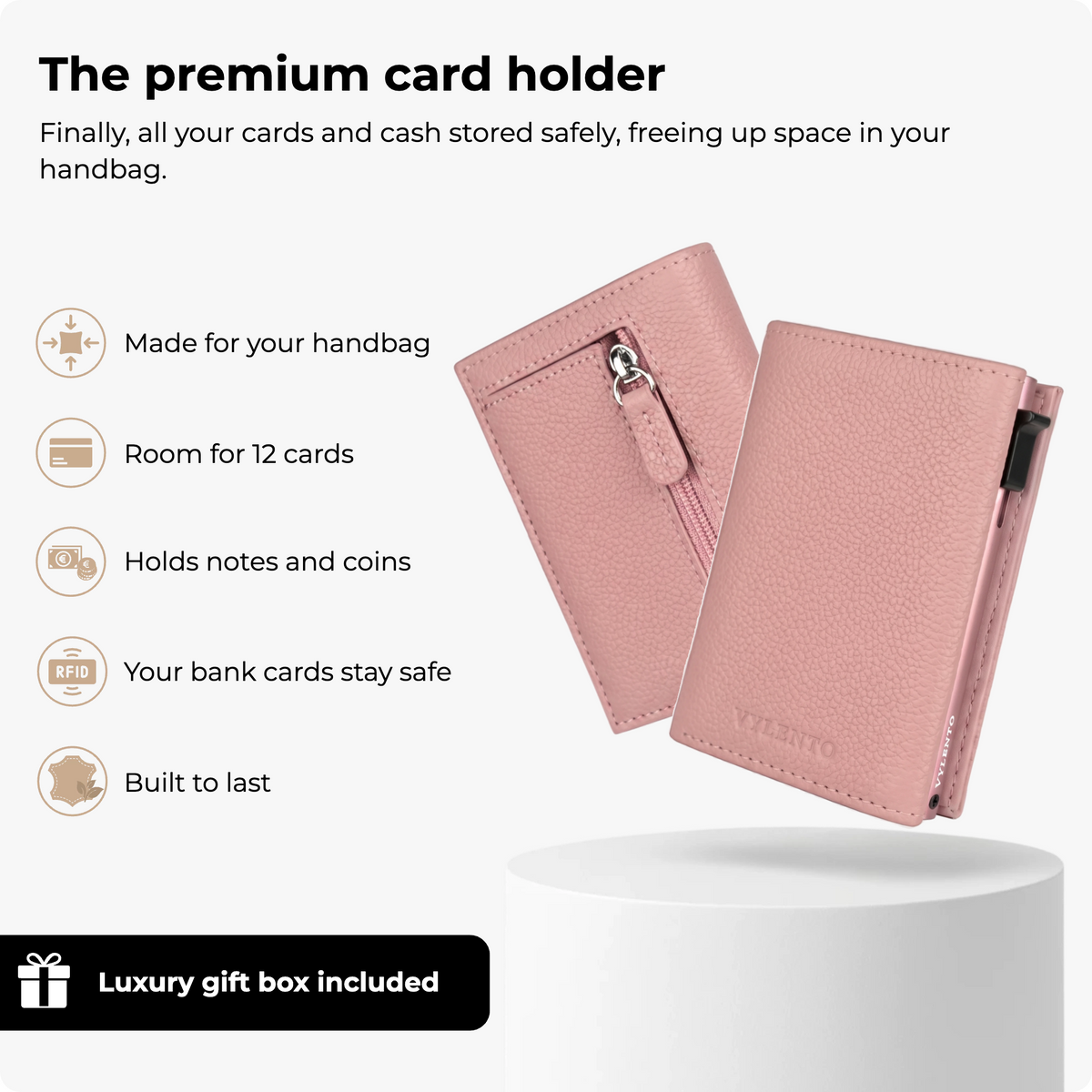 Vylento Expedition Card Holder One Pebble Pink, photo 3
