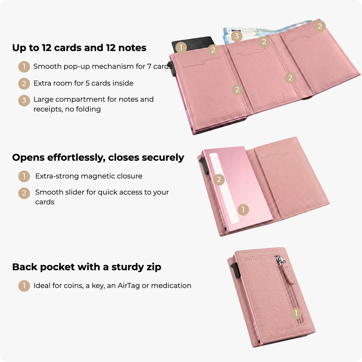 Vylento Expedition Card Holder One Pebble Pink, photo 4